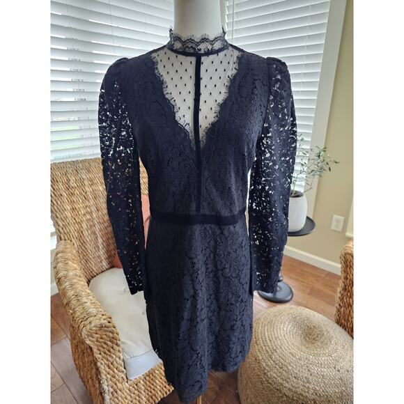 Express Lace Mock Neck Dress Women's Size 6 NWT Black Whimsygoth Cocktail Party - Picture 3 of 11